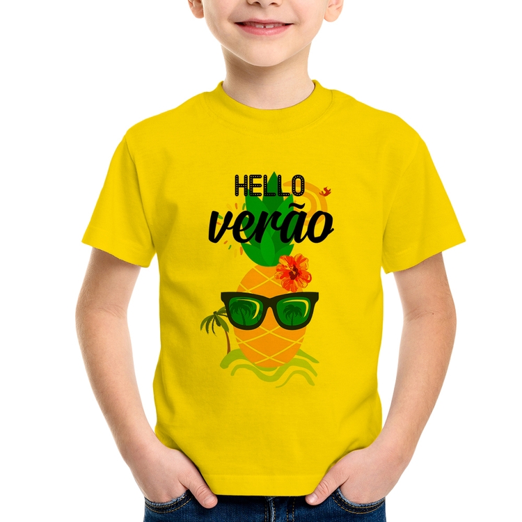 Camiseta Infantil Hello Verão - Amarela