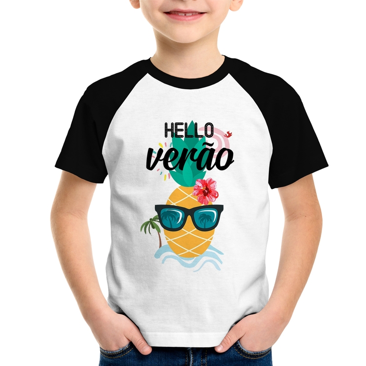 Camiseta Raglan Infantil Hello Verão
