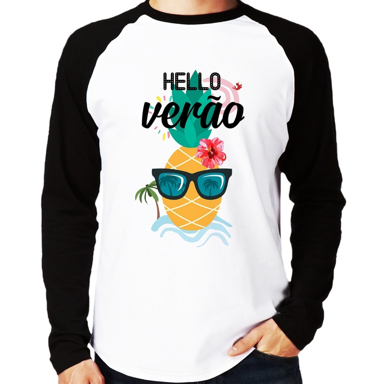 Camiseta Raglan Hello Verão Manga Longa
