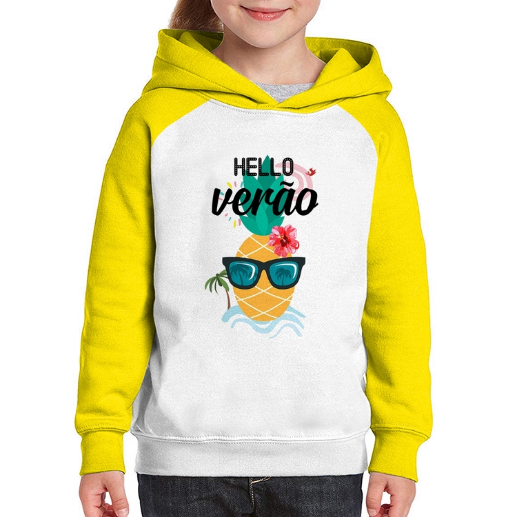 Moletom Infantil Hello Verão - Branco/Amarelo