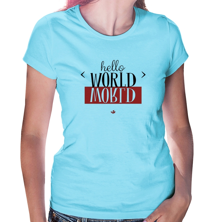 Baby Look Hello World - Azul Bebê