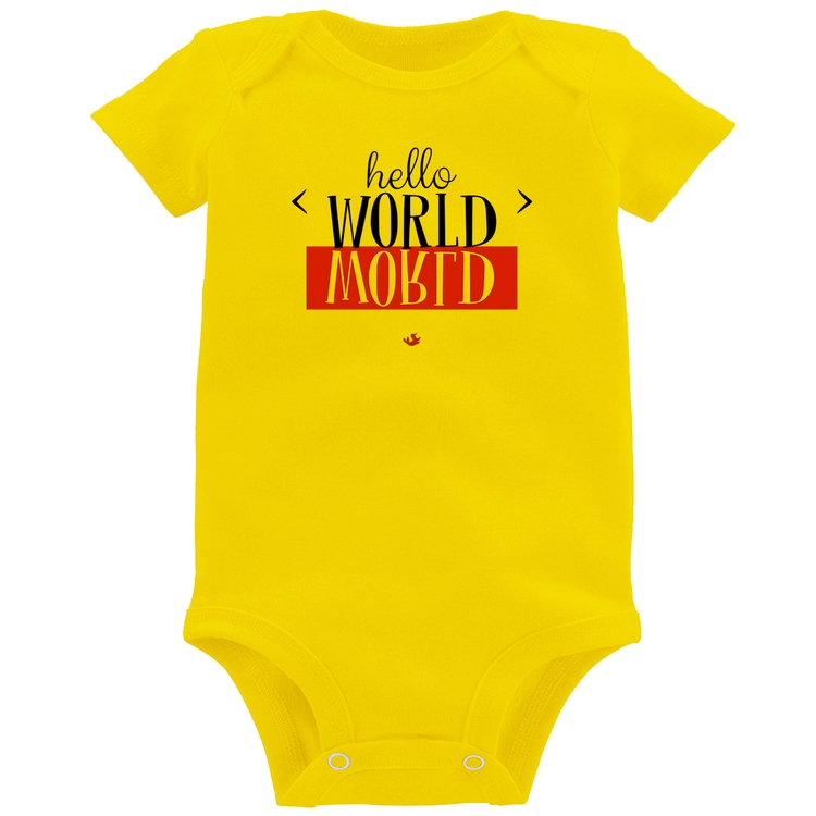 Body Bebê Hello World - Amarelo