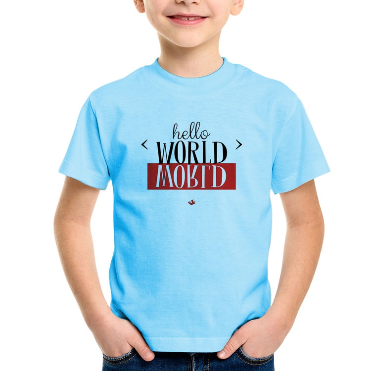 Camiseta Infantil Hello World - Azul Bebê