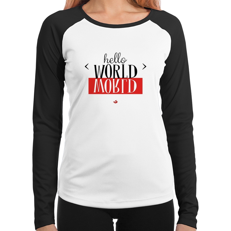 Baby Look Raglan Hello World Manga Longa