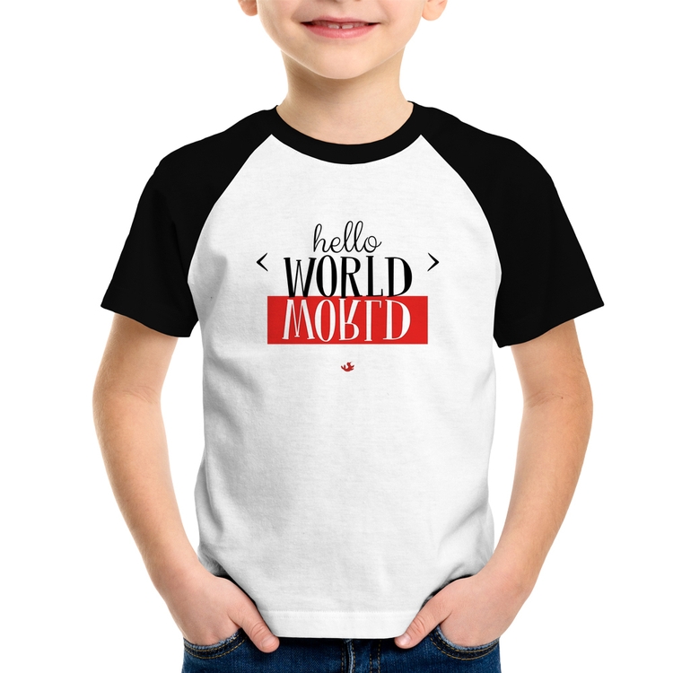Camiseta Raglan Infantil Hello World