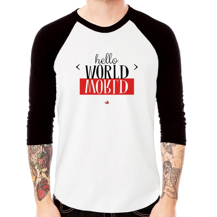 Camiseta Raglan Hello World Manga 3/4