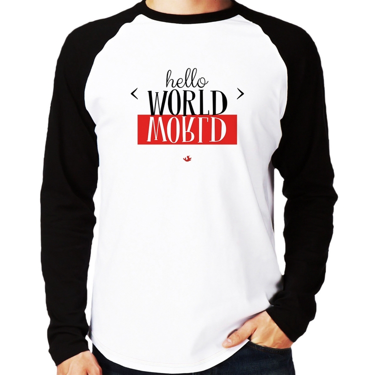 Camiseta Raglan Hello World Manga Longa