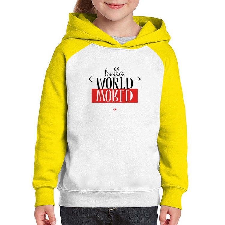 Moletom Infantil Hello World - Branco/Amarelo