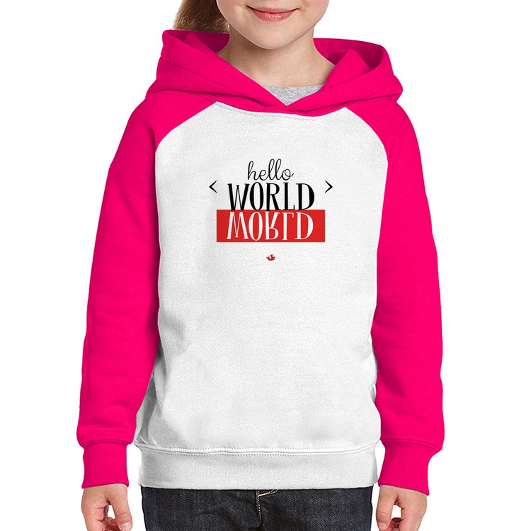 Moletom Infantil Hello World - Branco/Rosa