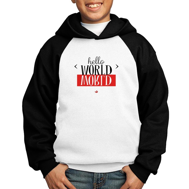 Moletom Infantil Hello World - Branco/Preto