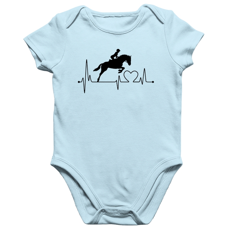 Body Bebê Algodão Hipismo Batimentos Cardíacos - Azul Bebê