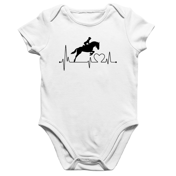 Body Bebê Algodão Hipismo Batimentos Cardíacos - Branco