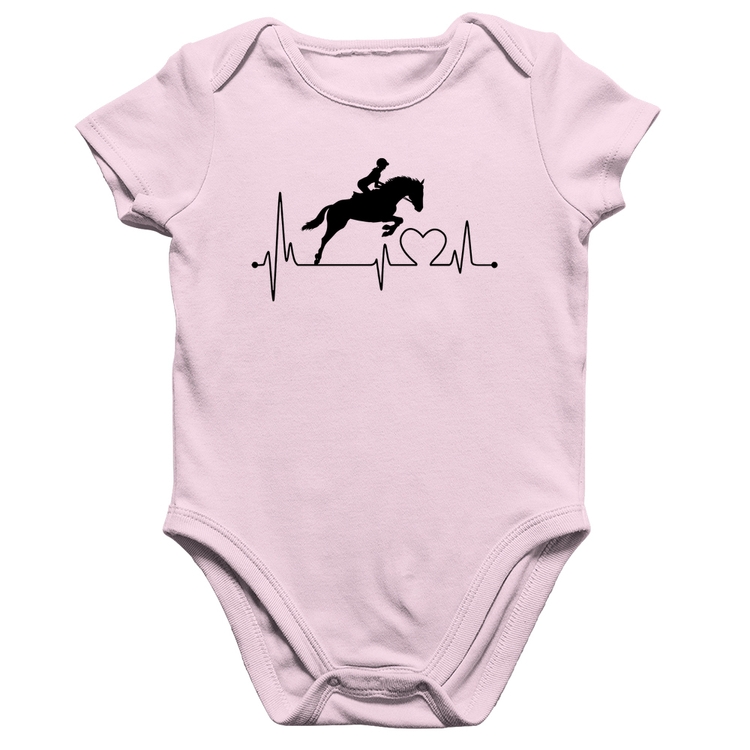 Body Bebê Algodão Hipismo Batimentos Cardíacos - Rosa Bebê