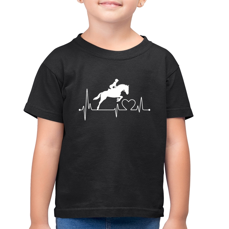 Camiseta Algodão Infantil Hipismo Batimentos Cardíacos