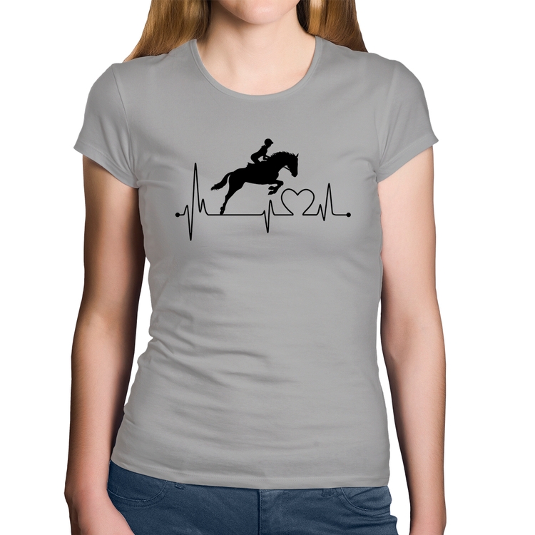 Baby Look Algodão Hipismo Batimentos Cardíacos - Cinza