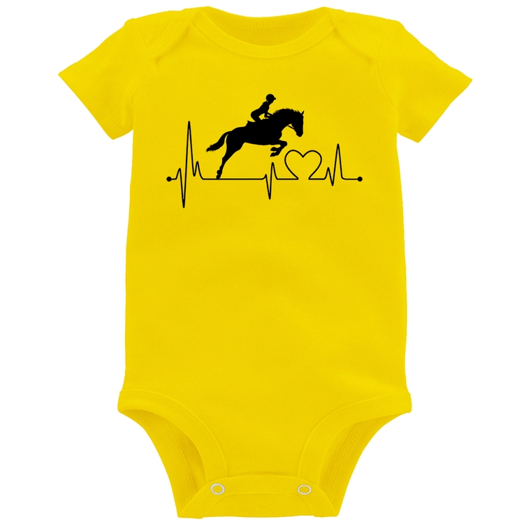 Body Bebê Hipismo Batimentos Cardíacos - Amarelo