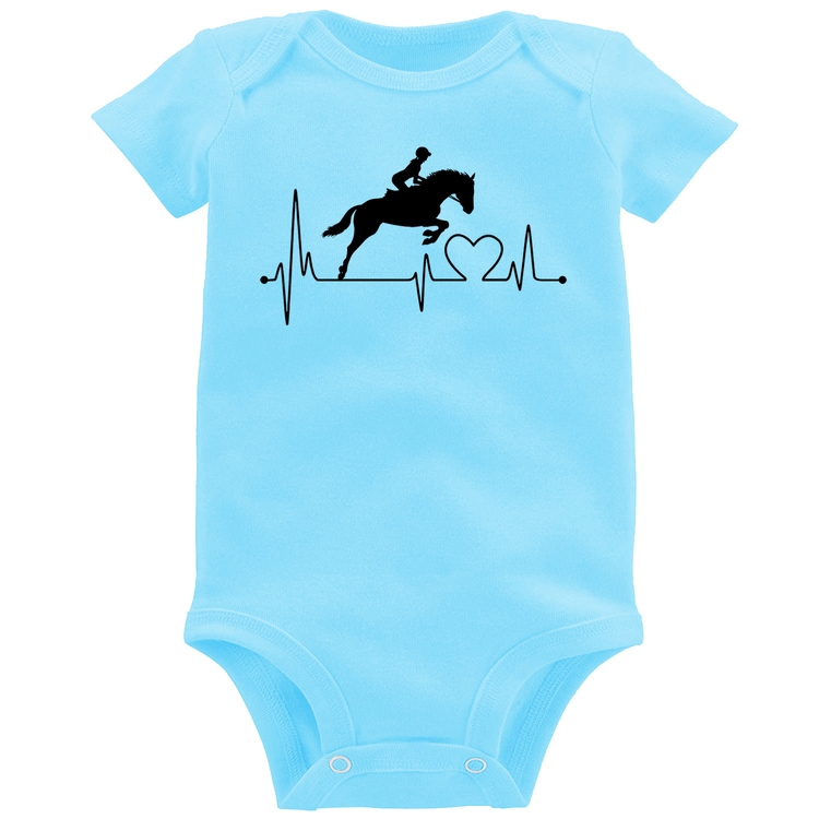 Body Bebê Hipismo Batimentos Cardíacos - Azul Bebê