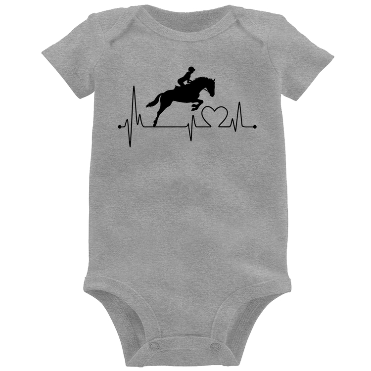 Body Bebê Hipismo Batimentos Cardíacos - Cinza