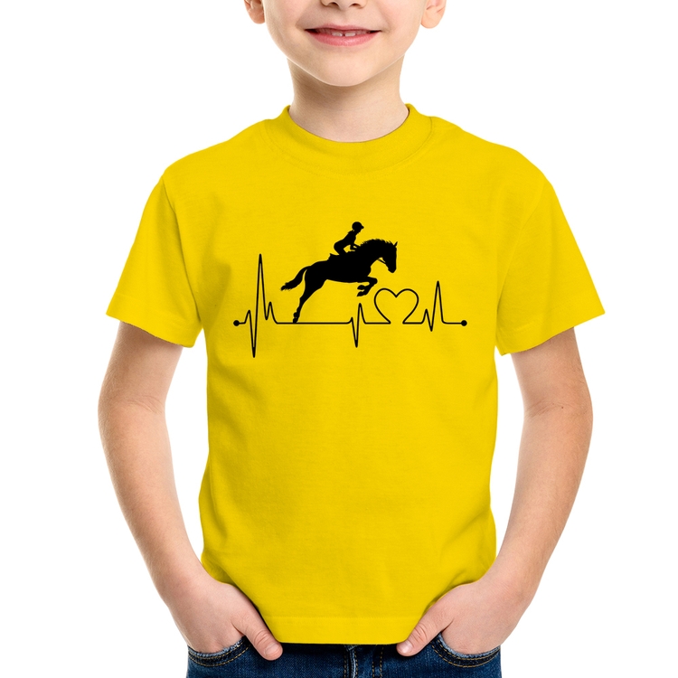 Camiseta Infantil Hipismo Batimentos Cardíacos - Amarela