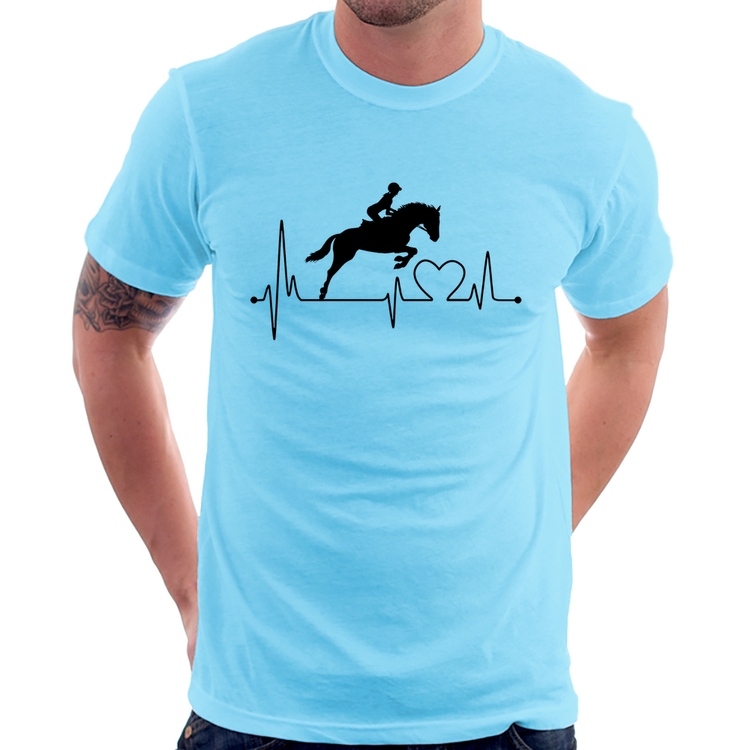 Camiseta Hipismo Batimentos Cardíacos - Azul Bebê