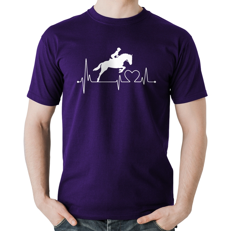 Camiseta Algodão Hipismo Batimentos Cardíacos - Roxa