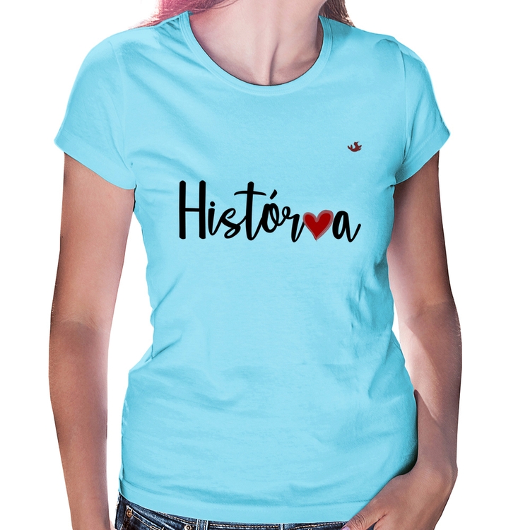 Baby Look História por amor - Azul Bebê