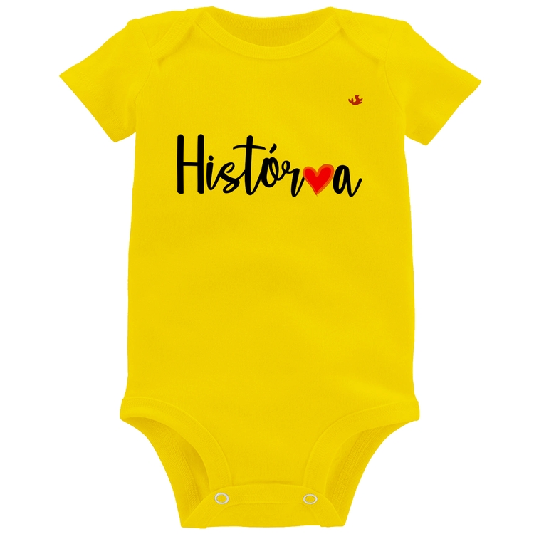 Body Bebê História por amor - Amarelo