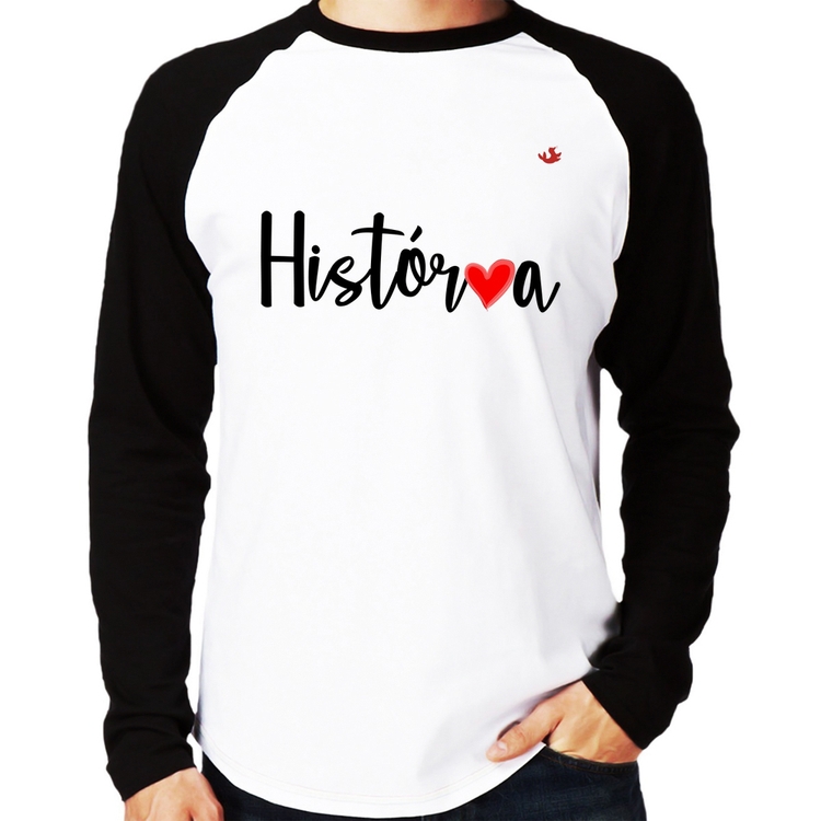 Camiseta Raglan História por amor Manga Longa