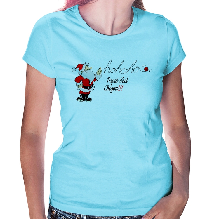 Baby Look Ho Ho Ho Papai Noel Chegou - Azul Bebê