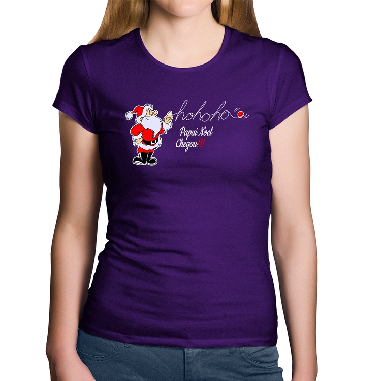 Baby Look Algodão Ho Ho Ho Papai Noel Chegou - Roxa