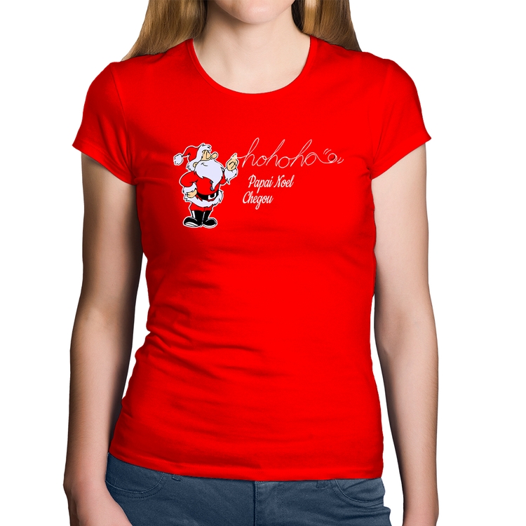 Baby Look Algodão Ho Ho Ho Papai Noel Chegou - Vermelha