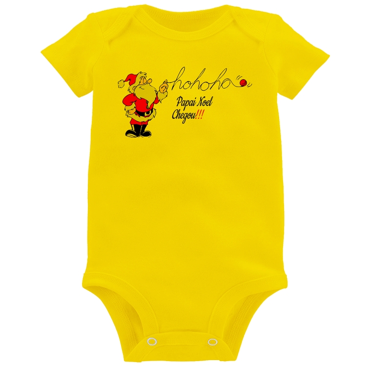 Body Bebê Ho Ho Ho Papai Noel Chegou - Amarelo