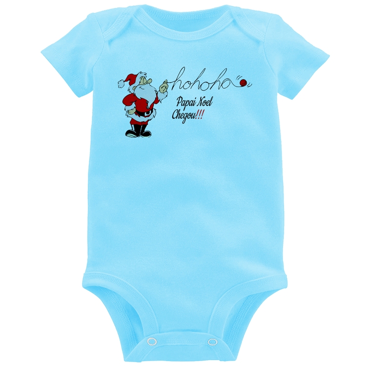Body Bebê Ho Ho Ho Papai Noel Chegou - Azul Bebê