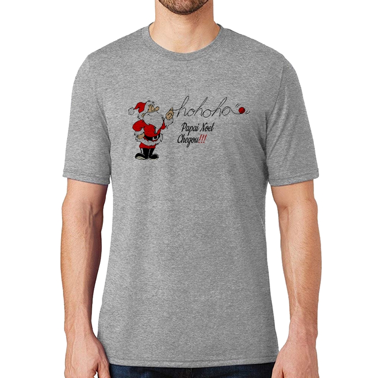 Camiseta Ho Ho Ho Papai Noel Chegou - Cinza