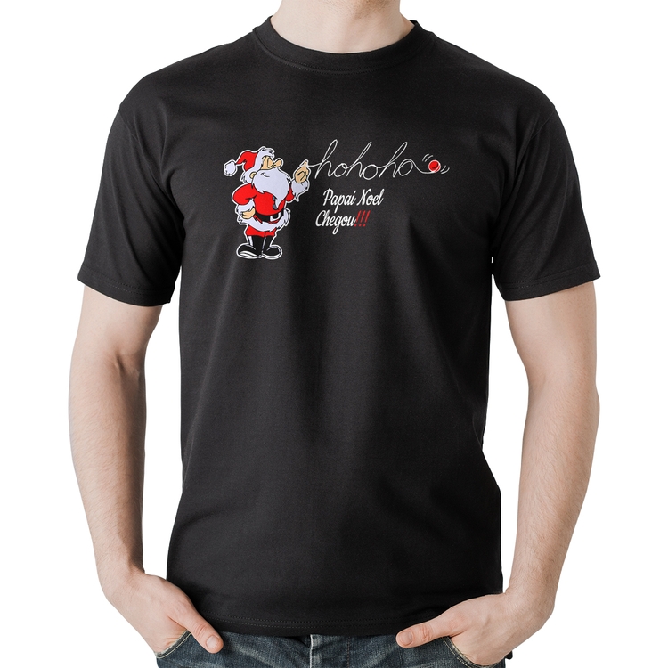 Camiseta Algodão Ho Ho Ho Papai Noel Chegou