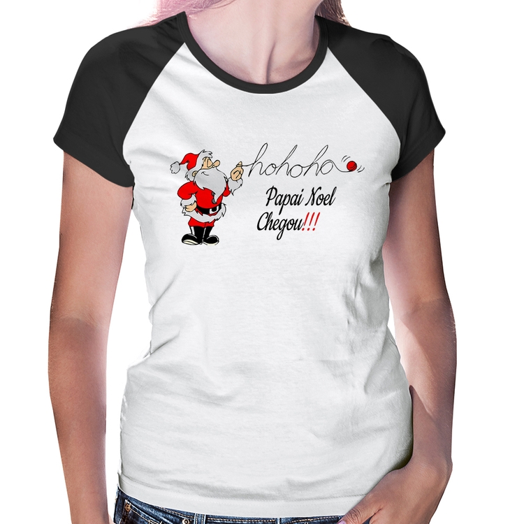 Baby Look Raglan Ho Ho Ho Papai Noel Chegou
