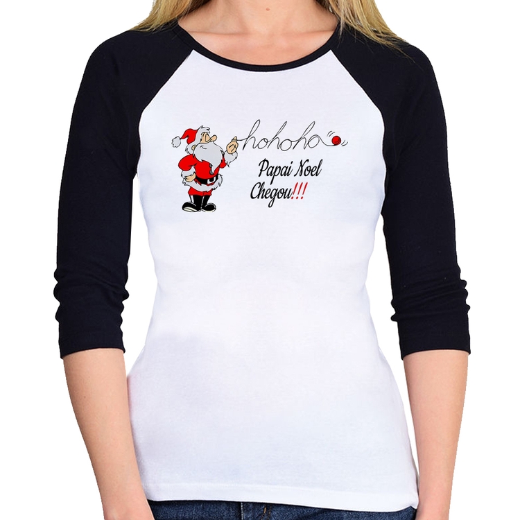 Baby Look Raglan Ho Ho Ho Papai Noel Chegou Manga 3/4