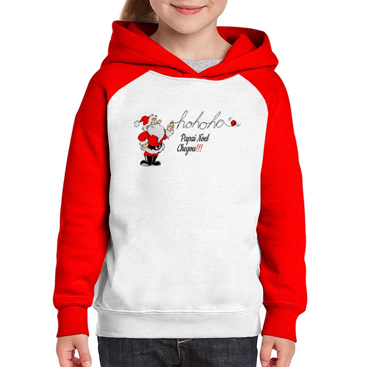Moletom Infantil Ho Ho Ho Papai Noel Chegou - Branco/Vermelho