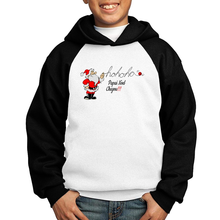 Moletom Infantil Ho Ho Ho Papai Noel Chegou - Branco/Preto