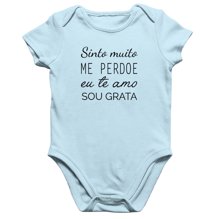 Body Bebê Algodão Ho'oponopono - Sinto muito, me perdoe, eu te amo, sou grata - Azul Bebê