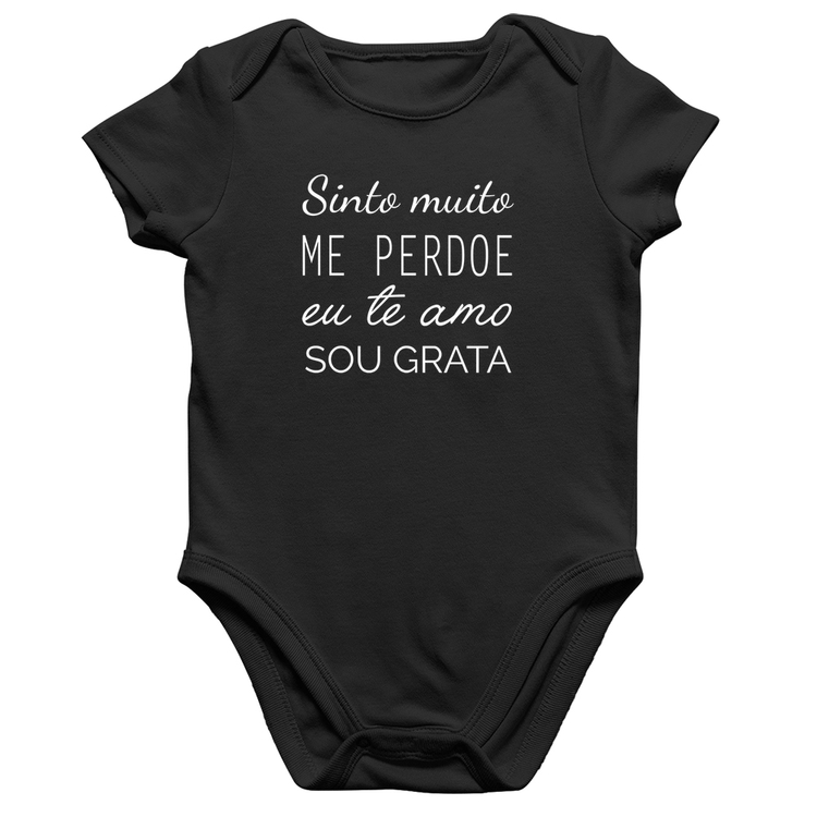Body Bebê Algodão Ho'oponopono - Sinto muito, me perdoe, eu te amo, sou grata
