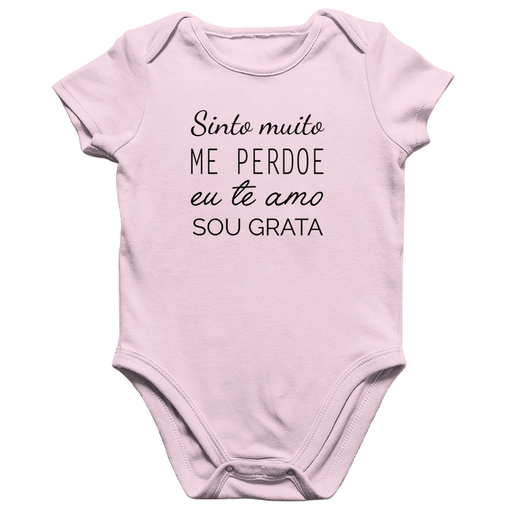 Body Bebê Algodão Ho'oponopono - Sinto muito, me perdoe, eu te amo, sou grata - Rosa Bebê