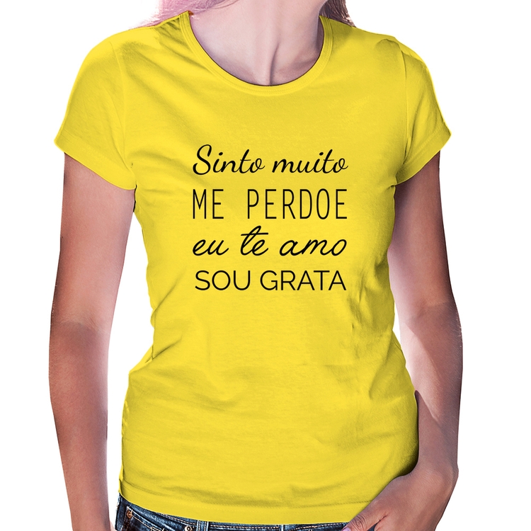 Baby Look Ho'oponopono - Sinto muito, me perdoe, eu te amo, sou grata - Amarela