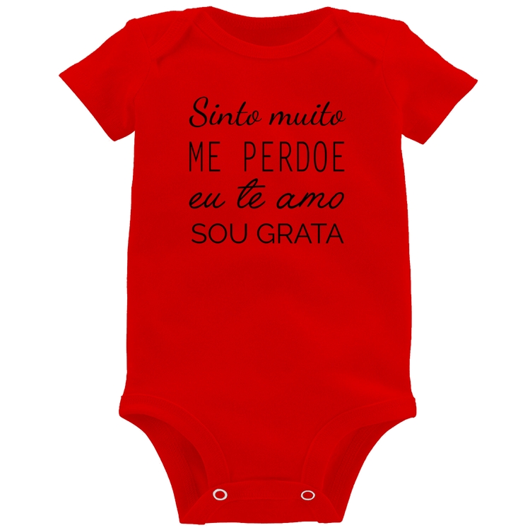 Body Bebê Ho'oponopono - Sinto muito, me perdoe, eu te amo, sou grata - Vermelho