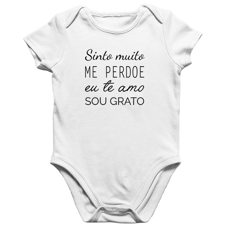 Body Bebê Algodão Ho'oponopono - Sinto muito, me perdoe, eu te amo, sou grato - Branco