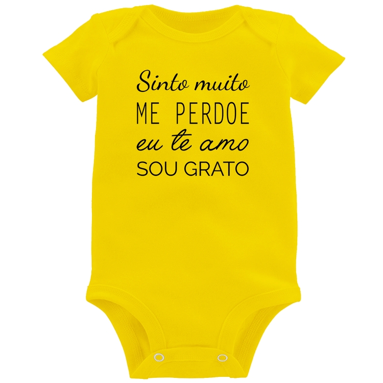 Body Bebê Ho'oponopono - Sinto muito, me perdoe, eu te amo, sou grato - Amarelo