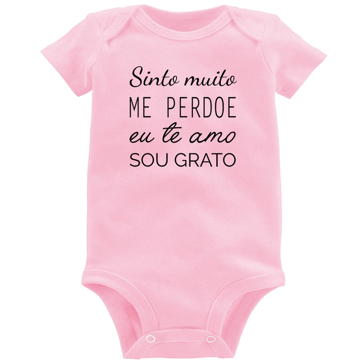 Body Bebê Ho'oponopono - Sinto muito, me perdoe, eu te amo, sou grato - Rosa Bebê
