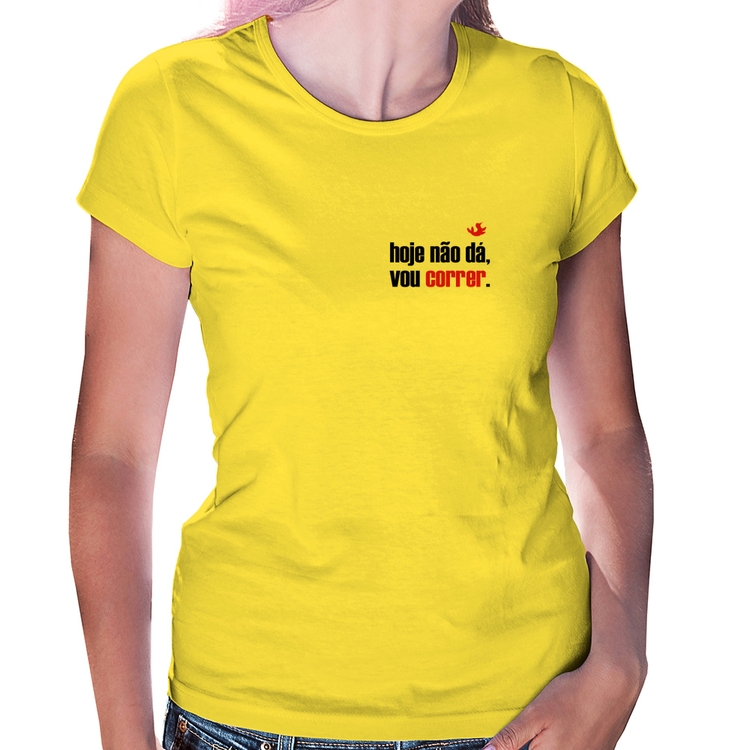 Baby Look Hoje não dá, vou correr - Amarela