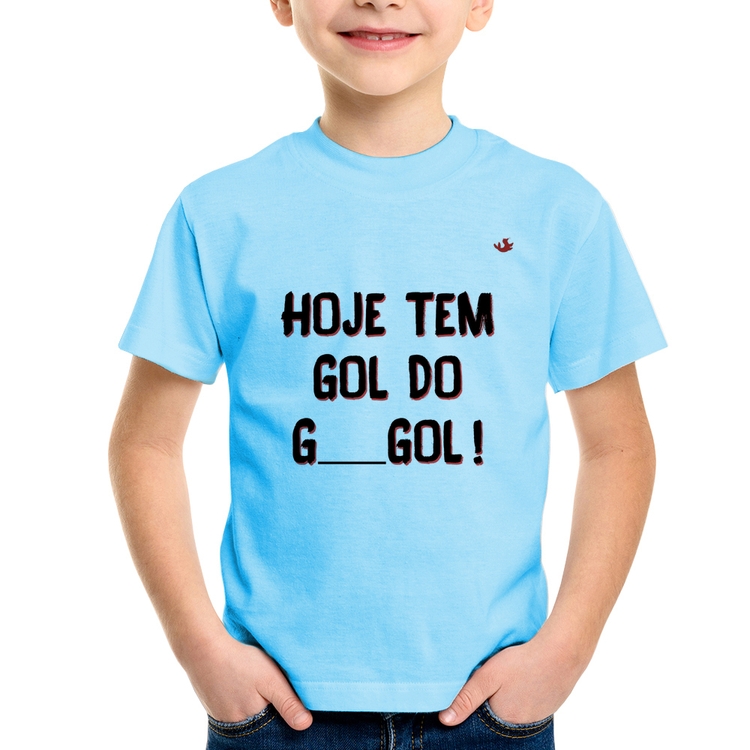 Camiseta Infantil Hoje tem gol do G ___ gol! - Azul Bebê