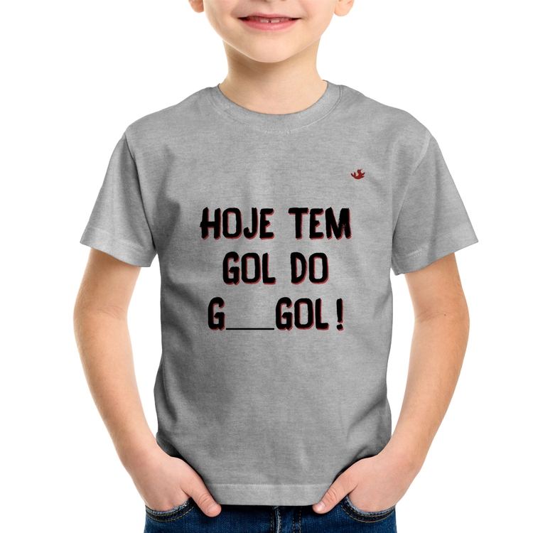 Camiseta Infantil Hoje tem gol do G ___ gol! - Cinza